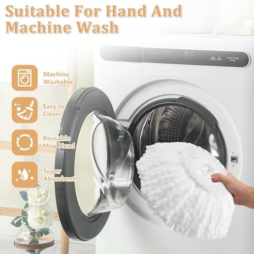 NICEMOVIC 6-Pack Spin Mop Replacement Heads - Universal Fit Machine Washable Microfiber