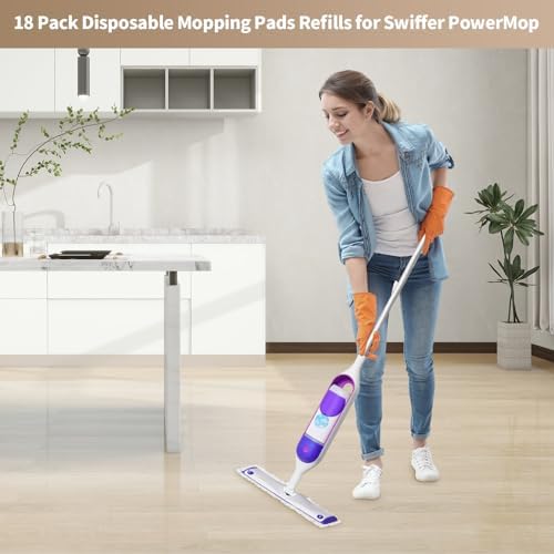 18 Pack Disposable Mopping Pads Refills for Swiffer PowerMop Wood Mops