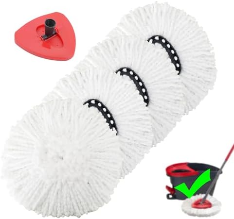 4 Pack Spin Mop Replacement Heads Microfiber
