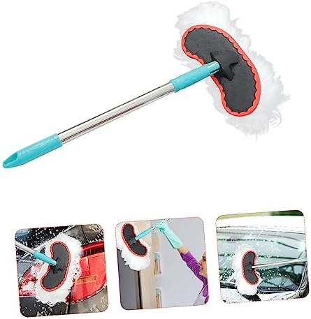 Adjustable Telescoping Mop Handle with Microfiber Head for Car and Window Cleaning