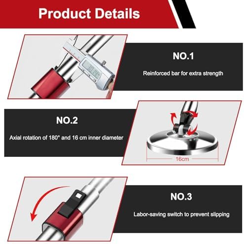 360 Swivel Adjustable Mop Handle with 51 Inch Mop Bar