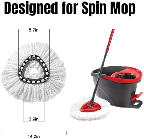 16Pcs Spin Mop Replacement Heads - White Microfiber 360 Rotation Machine Washable