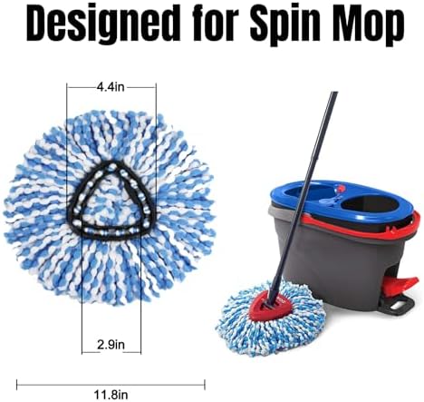 16 Pcs Spin Mop Replacement Heads 2 Tank System Microfiber Blue White