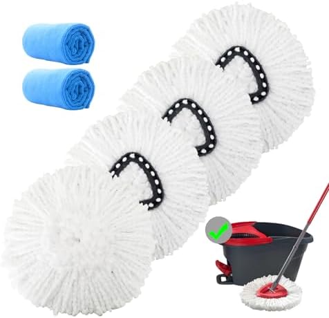 FAMEBIRD Microfiber Spin Mop Head Refill Replacement 4 Pack