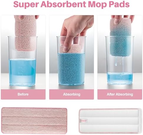 JOYMOOP 13inch Flat Mop Pads - Pink Pack of 4 Refills