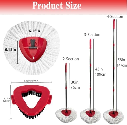 Fazlynyi Spin Mop Refill Head Set with Scrub Brush and Handles