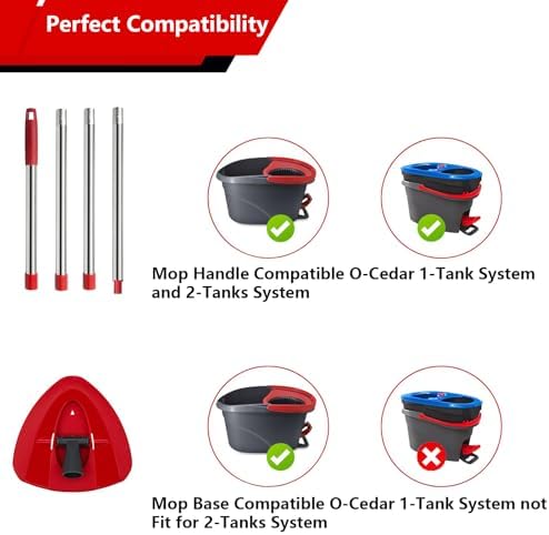 Cengxing 4-Section Mop Handle Replacement for O-Cedar Spin Mop
