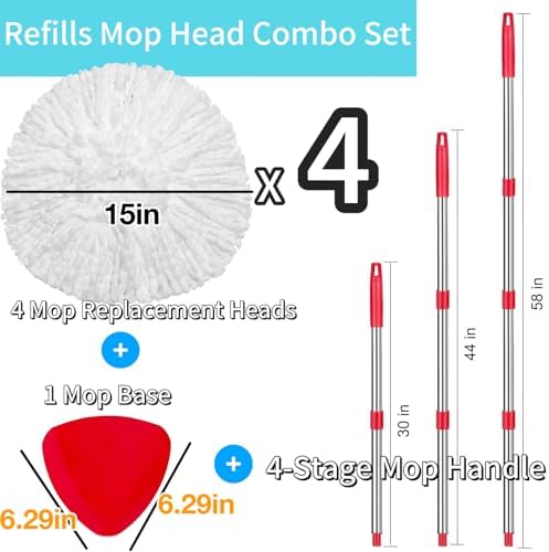 4 Pack Spin Mop Heads for Oceda EasyWring 1-Tank System 1