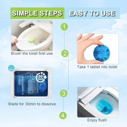 Msvvko Toilet Cleaner Tablets 20 Pack Blue Tint Slow-Release
