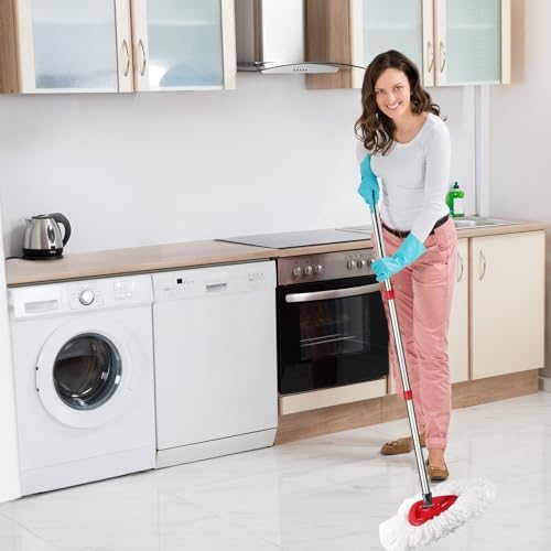 Fazlynyi Spin Mop Refill Head Set with Scrub Brush and Handles