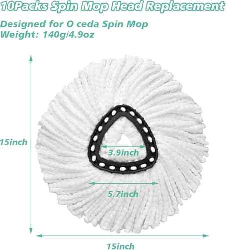 16 PCS Spin Mop Replacement Heads 100 Microfiber with Cedar Handle