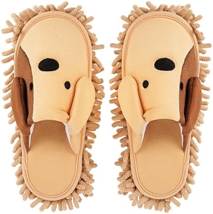 Cartoon Dog Mop Slippers Khaki Microfiber
