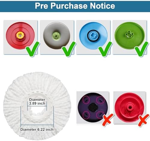 6 Pack Mop Head Replacements for RinseWise and FunClean Spin Mops