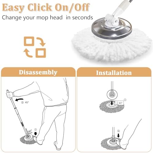 NICEMOVIC 6-Pack Spin Mop Replacement Heads - Universal Fit Machine Washable Microfiber