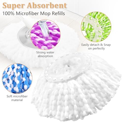 NICEMOVIC 5 Pack Microfiber Spin Mop Heads