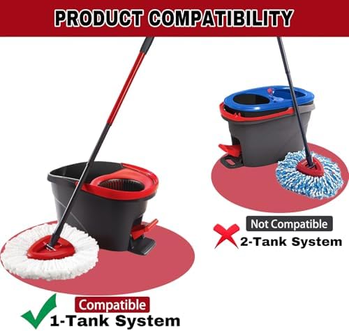 SUOSEC Spin Mop Replacement Heads 6Pack - Machine Washable Easy to Replace