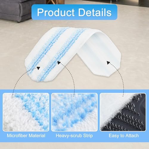 6 Pack Microfiber Mop Pads for O-Cedar H2Pro Flat Mop System