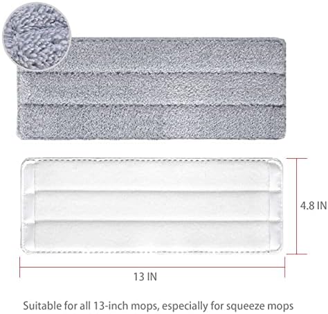 Bycarm 6 Pack Microfiber Mop Pads for 13 Inch Flat Mop