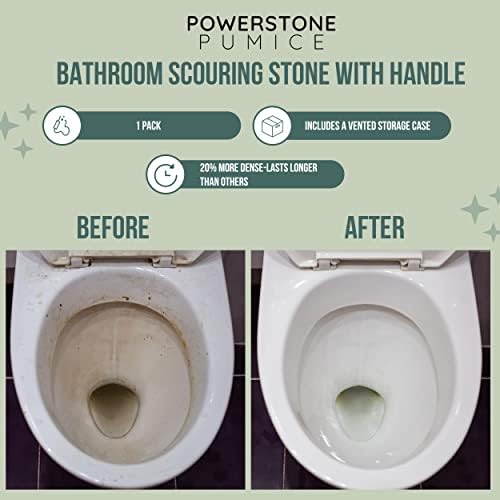 Powerstone Pumice Stone Toilet Cleaner with Handle - 1 Pack for Spotless Baths