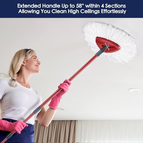 MXZONE Spin Mop Handle Replacement 4-Section Adjustable