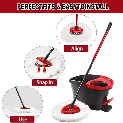 SUOSEC Spin Mop Replacement Heads 6Pack - Machine Washable Easy to Replace