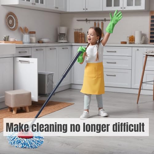 16 Pcs Spin Mop Replacement Heads 2 Tank System Microfiber Blue White