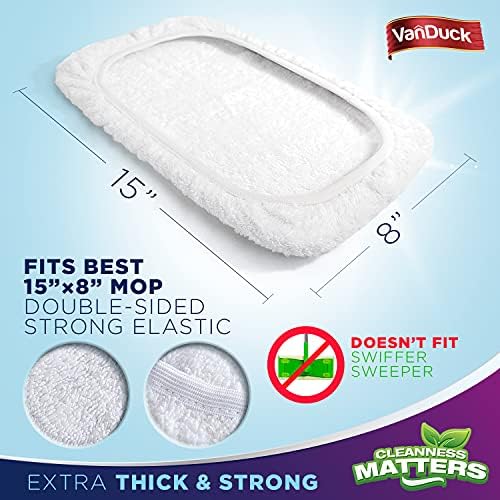 VanDuck 100 Cotton Terry Mop Pads 15x8 Inch Pack of 12