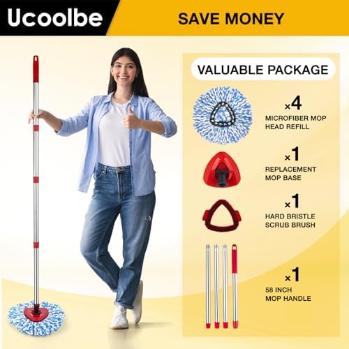 Ucoolbe Spin Mop Replacement Set for O Cedar RinseClean 2 Tanks