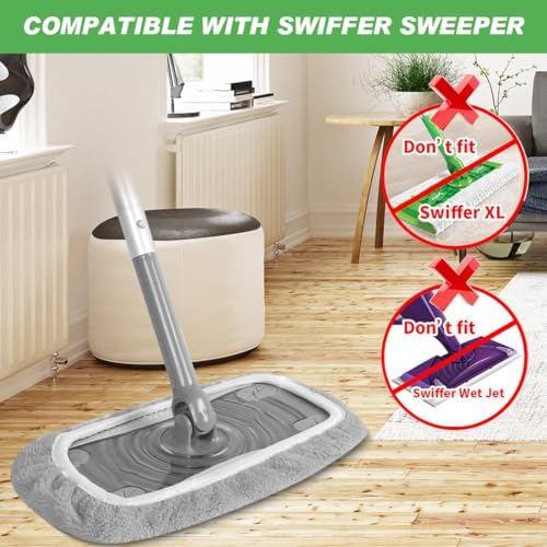YSYONM Reusable Microfiber Mop Pads 4 Pack for Swiffer Sweeper