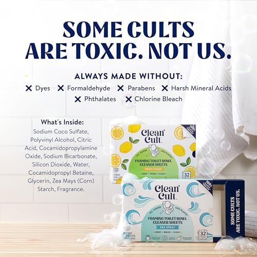 Cleancult Toilet Bowl Cleaner Sheets - 32 Uses Septic Safe Plastic-Free 1
