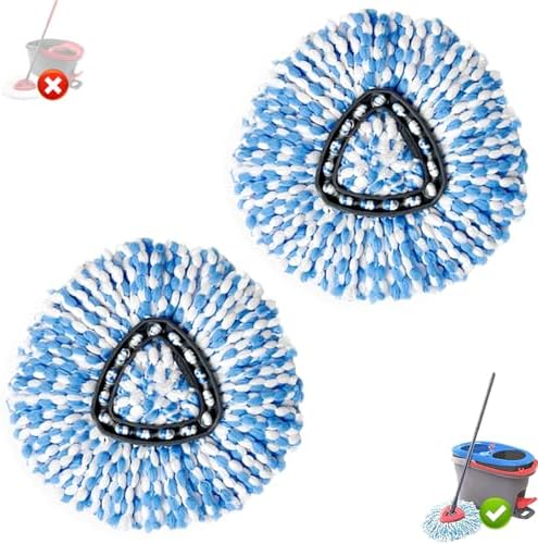 2 Pack Microfiber Spin Mop Replacement Heads for RinseClean 2-Tank System