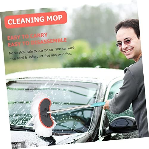 Adjustable Telescoping Mop Handle with Microfiber Head for Car and Window Cleaning