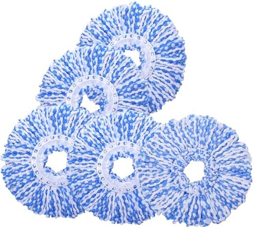 5 Pack Microfiber Spin Mop Replacement Heads Blue