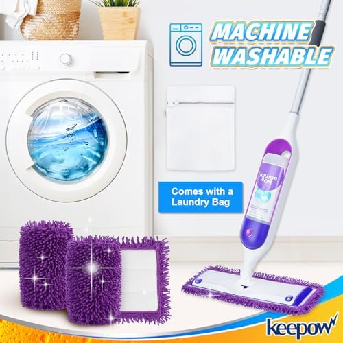 KEEPOW Reusable Microfiber Mop Pads 4 Pack