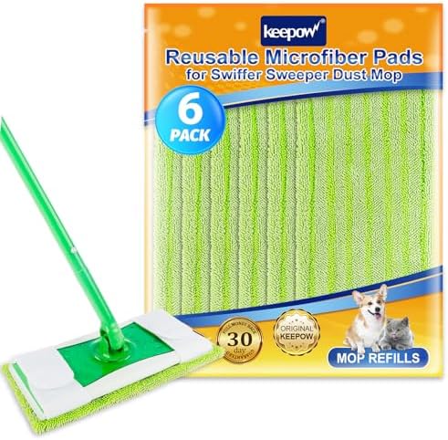 KEEPOW Reusable Mop Pads for Swiffer Sweeper Mop 6 Pack 1