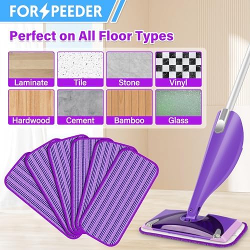 FORSPEEDER 6 Pack Reusable Mop Pads for Swiffer WetJet