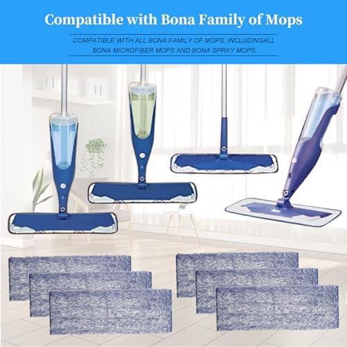 6 Pack Microfiber Mop Pads for Bona - Washable Reusable