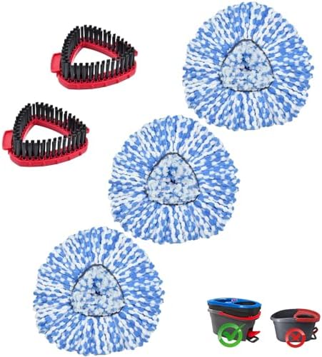 DLAIMI Spin Mop Replacement Heads 3-Pack with 2 Scrubber Heads