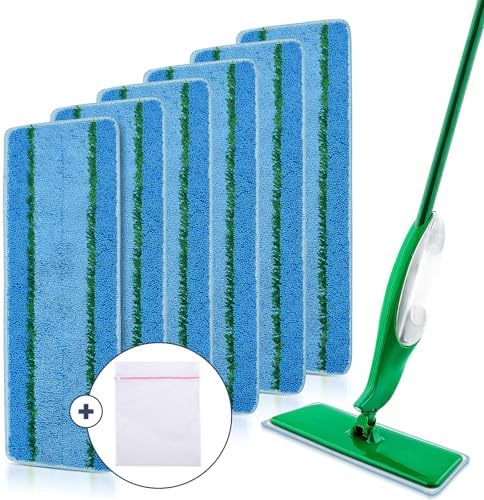 6 Pack NIXOOT Microfiber Spray Mop Refill Pads with Laundry Bag