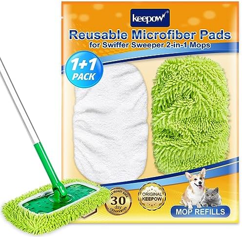 KEEPOW Reusable Mop Pads for Swiffer 2-Pack