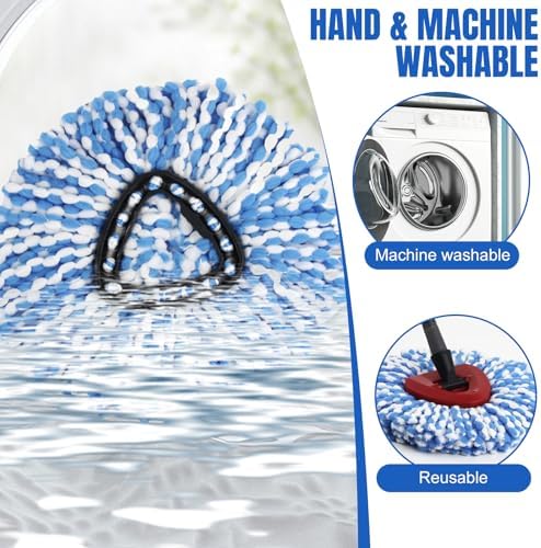 16 Pcs Spin Mop Replacement Heads 2 Tank System Microfiber Blue White