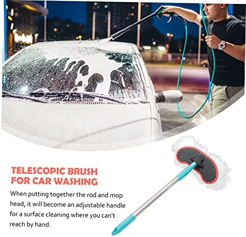 Adjustable Telescoping Mop Handle with Microfiber Head for Car and Window Cleaning