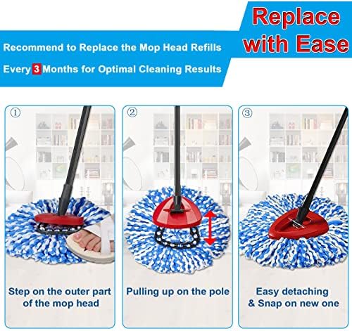 RUXIEWEY Spin Mop Refill Replacement Head 2 Pack