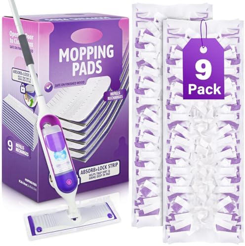 EHADOO 9 Pcs Disposable Mop Pads for Swiffer Powermop
