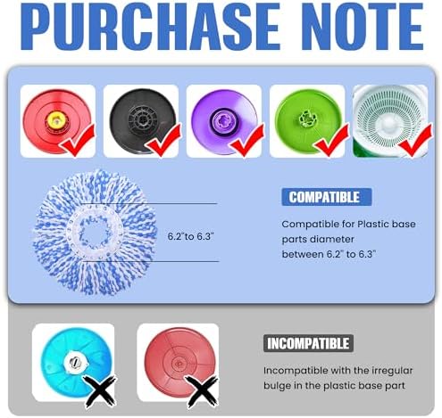 5 Pack Microfiber Spin Mop Replacement Heads Blue