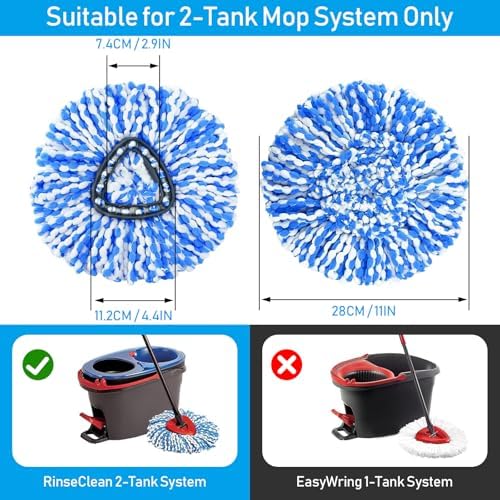 10 Pack Jobvert Mop Heads for O-Cedar RinseClean 2-Tank System