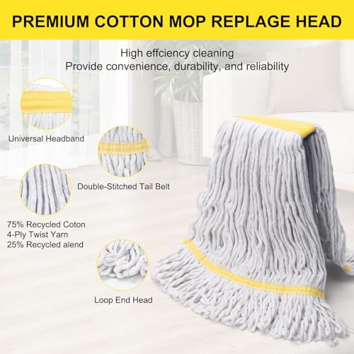 KeFanta 3 Pack Heavy Duty Mop Head Refill Yellow