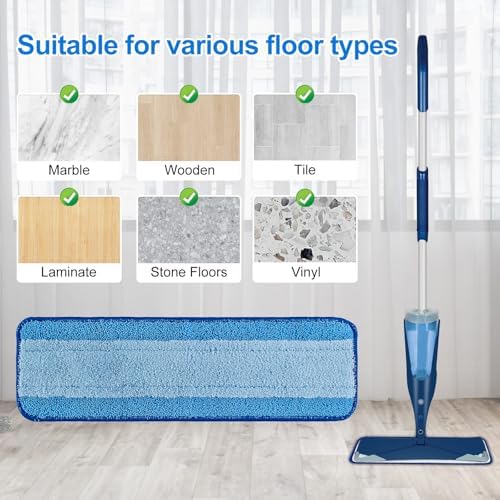 Yuunaie 3 Pack 18 Inch Microfiber Mop Replacement Pads for Bona