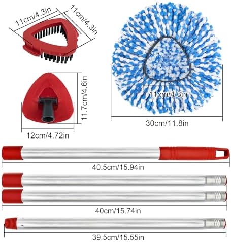 Heuihm 2 Spin Mop Heads 4-Section Handle Combo Set