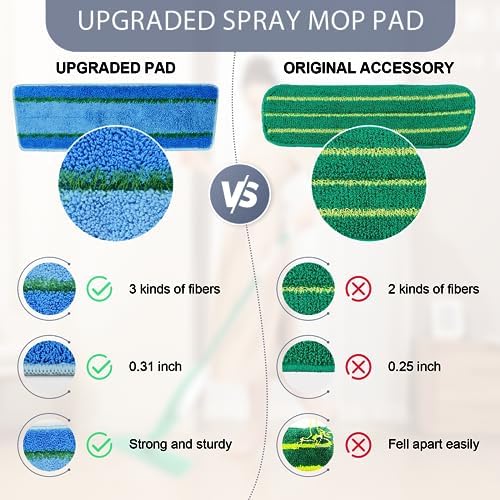 6 Pack NIXOOT Microfiber Spray Mop Refill Pads with Laundry Bag